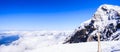 Stunning Beautiful Panoramic view of Snowcapped Bernese mountain alps Landscape in Jungfrau region, Bernese Oberland, Switzerland Royalty Free Stock Photo