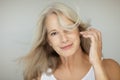 Stunning beautiful and self confident best aged woman with grey hair Royalty Free Stock Photo