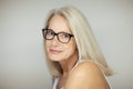 Stunning beautiful and self confident best aged woman with grey hair Royalty Free Stock Photo