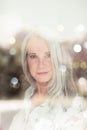 Stunning beautiful and self confident best aged woman with grey hair smiling into camera Royalty Free Stock Photo