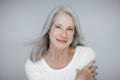 Stunning beautiful and self confident best aged woman with grey hair Royalty Free Stock Photo