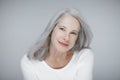 Stunning beautiful and self confident best aged woman with grey hair Royalty Free Stock Photo