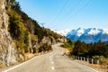 Stunning beautiful view of the road with alps mountain. Noon scenery with some cloudy and blue sky. nature scene in the Royalty Free Stock Photo