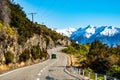 Stunning beautiful view of the road with alps mountain. Noon scenery with some cloudy and blue sky. nature scene in the Royalty Free Stock Photo