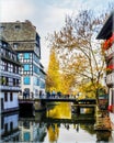 Stunning beauty at the canals of Strasbourg, France. Petite France quarter. Royalty Free Stock Photo