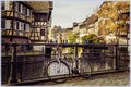 Stunning beauty at the canals of Strasbourg, France. Petite France quarter. Royalty Free Stock Photo