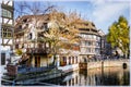 Stunning beauty at the canals of Strasbourg, France. Petite France quarter. Royalty Free Stock Photo