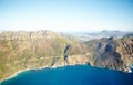 Stunning beauty of the western cape. Aerial view of the rugged coastline of the western cape.