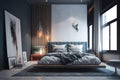 The Stunning bedroom boasts Beauty of Minimalism Modern Scandinavian influence bedroom,AI Generative Royalty Free Stock Photo