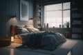 The Stunning bedroom boasts Beauty of Minimalism Modern Scandinavian influence bedroom,AI Generative Royalty Free Stock Photo