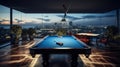 A Stunning Billiard Table Gracing the Spacious Terrace. Generative AI