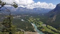 Bird`s Eye View of the Valley in Banff National Park, Alberta, Canada Royalty Free Stock Photo