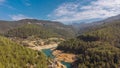 Stunning bird's-eye view of the Dimchai River and mountain ranges.