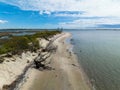 Stunning bird's eye view of an idyllic beach in Brooklyn, New York on a sun-soaked day