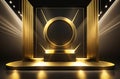 Stunning Black and Gold Podium with Captivating Light Effect.