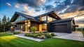 Stunning Black Ranch House Angular Modern Architecture for a Bold Statement Royalty Free Stock Photo