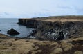 Stunning Black Rock Cliffs with Basalt Columns on the Coastline