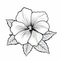 Monochrome Graphic Illustration Of A Beautiful Hibiscus Flower