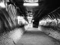 Stunning black and white photo of the grand hallways in the Turda Salt Mine, Romania