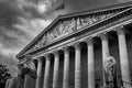 Exterior View of the French National Assembly, Paris, France - Black and White Photo Royalty Free Stock Photo