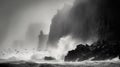 Majestic Cliff Face with Dramatic Seabirds in a Storm