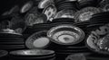 Harmony in Monochrome: A Captivating Composition of Plates Royalty Free Stock Photo
