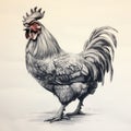 Stunning Black And White Rooster Drawing With Fantasy Elements