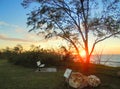 Stunning blazing sunset over the sea at Dripstone , Darwin NT Australia