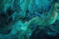 A stunning blend of blue and green paint in an abstract artwork