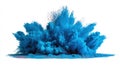 Vibrant Blue Powder Explosion Creating Artistic Cloud on White Background Royalty Free Stock Photo