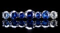 Stunning Blue Sapphire Cluster With Sapphire-cut Diamonds In A Row
