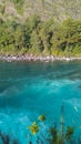 stunning blue waters of Petrohue river and rapids in Puerto Varas, Chile. Saltos del Petrohue