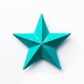 Little Star: Award-winning 3d Turquoise Star On White Background