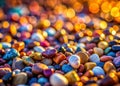 Stunning Bokeh Effect on a Textured Stone Gravel Background A CloseUp of Tiny Rocks and Sparkling Light