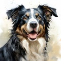 Stunning Border Collie Illustration Speedpainting In Angular Brushstrokes Royalty Free Stock Photo