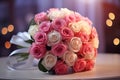 Elegant Bouquet of Pink and White Roses