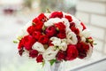 Stunning bouquet made of dark red and white roses Royalty Free Stock Photo