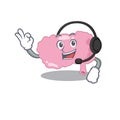 A stunning brain mascot character concept wearing headphone