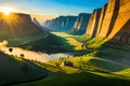 A Stunning And Breathtaking Hot Air Balloon Ride Showcasing A Vibrant And Yellow Backdrop. Generative AI Royalty Free Stock Photo