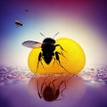 a stunning bumblebee is flying, isolated on transparent background, macro, incredible pollinator, generative AI