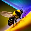 a stunning bumblebee is flying, isolated on transparent background, macro, incredible pollinator, generative AI