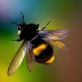 a stunning bumblebee is flying, isolated on transparent background, macro, incredible pollinator, generative AI