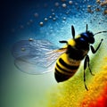 a stunning bumblebee is flying, isolated on transparent background, macro, incredible pollinator, generative AI
