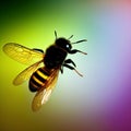 a stunning bumblebee is flying, isolated on transparent background, macro, incredible pollinator, generative AI