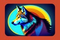 Vibrant Colored Aggressive WOlf Digital Art generative ai