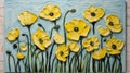 Stunning Buttercup Art: Yellow Poppies Painting On Blue Background