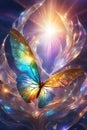 Stunning butterfly in a miracle auras, breathtaking beauty, broken glass effect, animal creatures, magical, fantasy Royalty Free Stock Photo