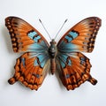 Ultra-detailed Orange And Blue Butterfly Sculpture On White Background Royalty Free Stock Photo