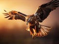 Majestic Red Kite in Flight at Sunset, AI Generated