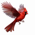 Realistic Fantasy Art: Cardinal In Flight On White Background